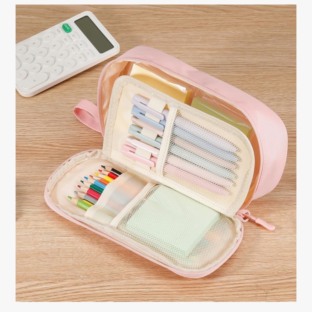 Pink Kids Pencil Case Organizer - Compact School Accessory